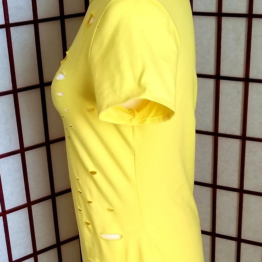 Yellow T-shirt Distress Dress - Picture 4 of 6